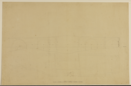 216190 Plattegrond en gedeeltelijke opstand van de dubbele ophaalbrug (Catharijnebrug) over de Stadsbuitengracht tussen ...